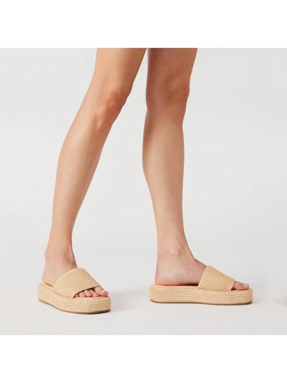 Women's Natural Leather Woven Wedges Beach Slip On Comfortable Casual Platform